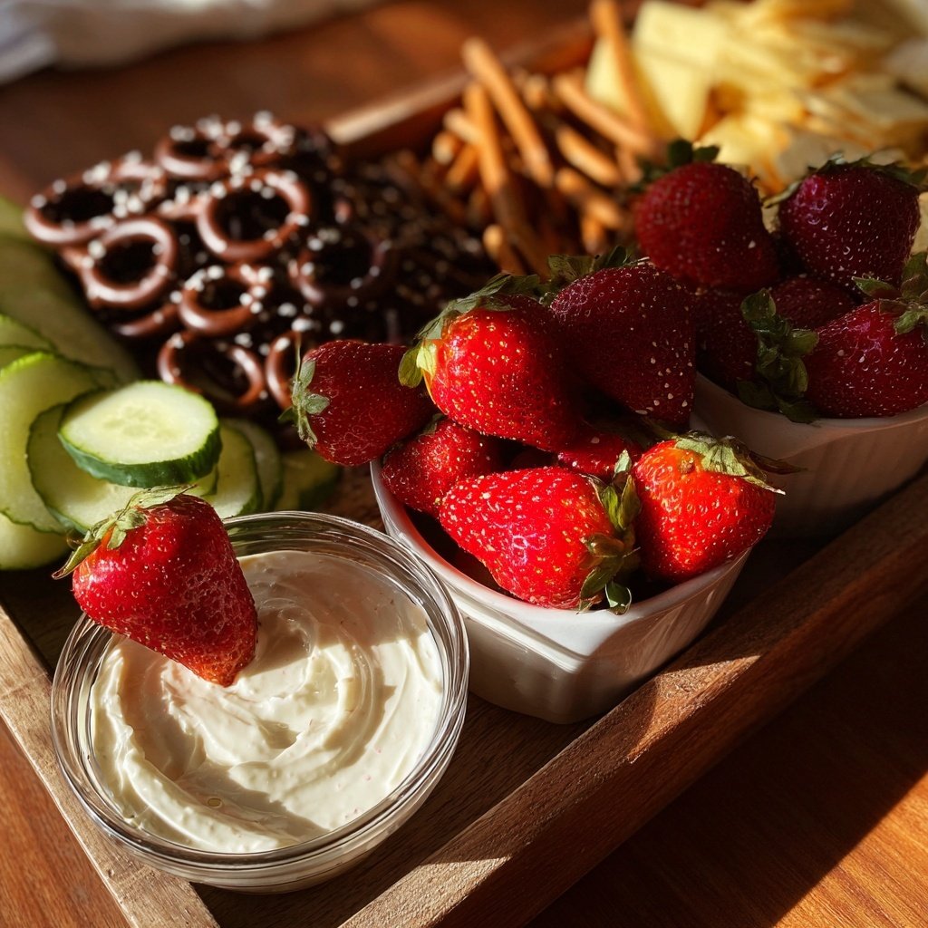 Valentines Charcuterie Board with Yogurt Dips