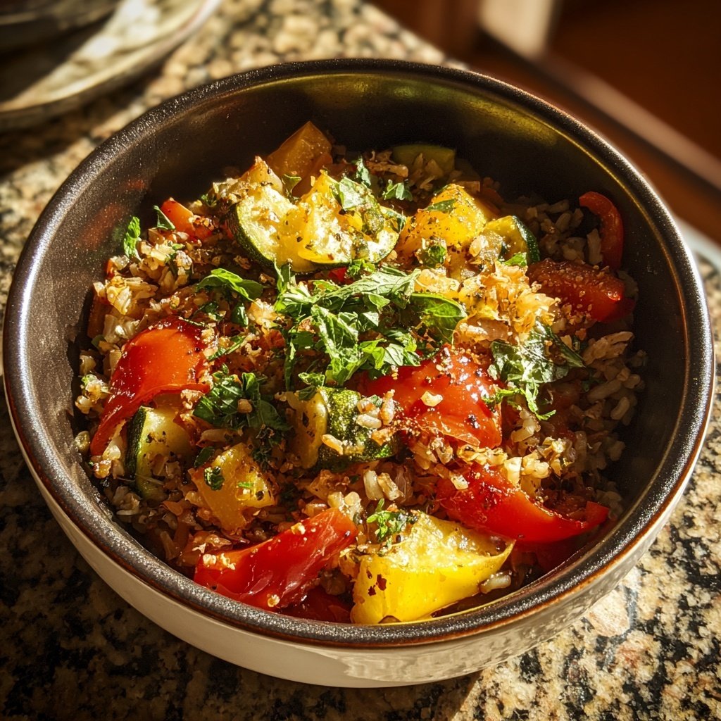 Herb Roasted Veggie Rice Bowl