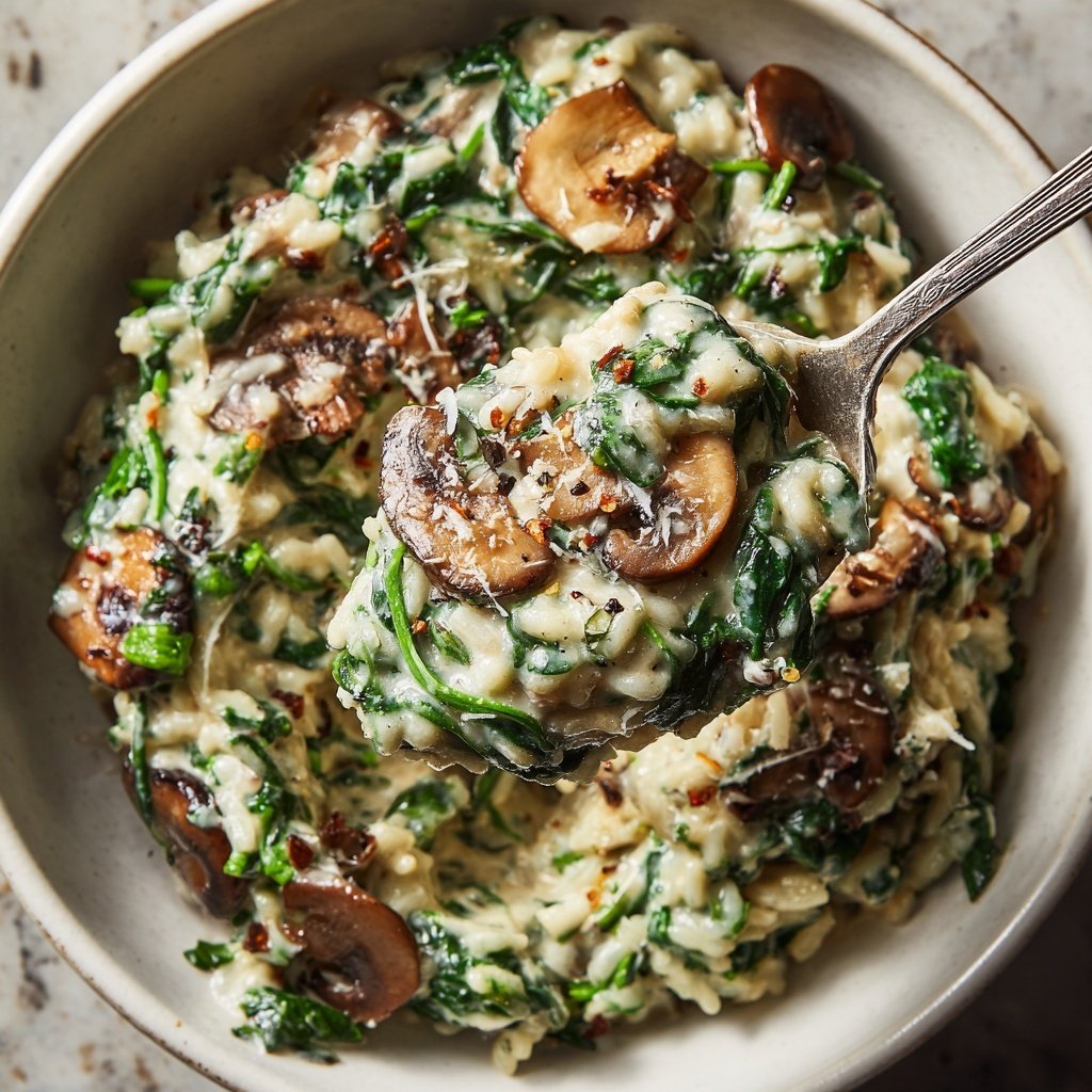 Creamy Mushroom Spinach Rice