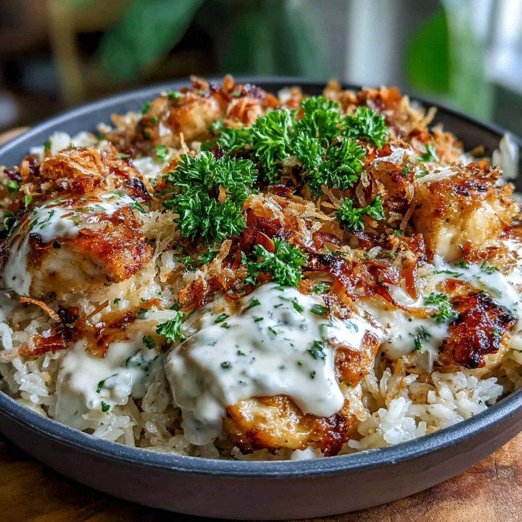 Creamy Garlic Butter Chicken And Rice Skillet