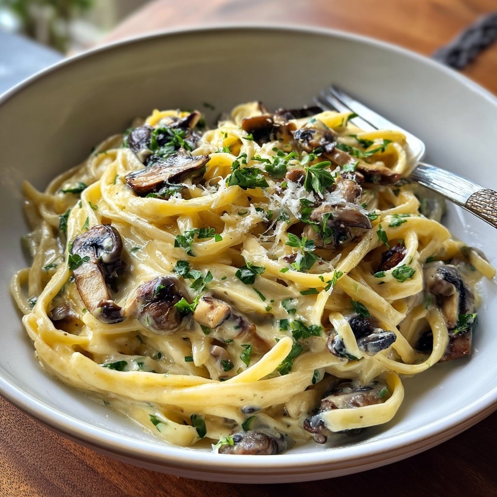 Valentine Dinner Creamy Mushroom Pasta