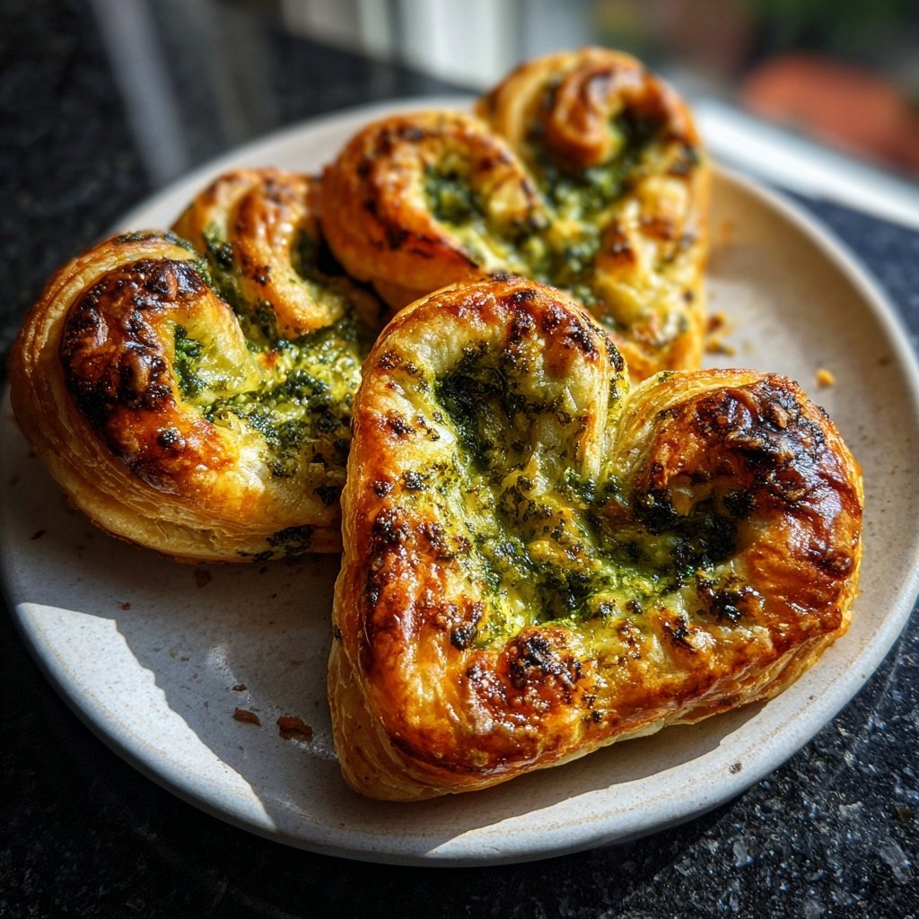 Puff Pastry Hearts with Pesto