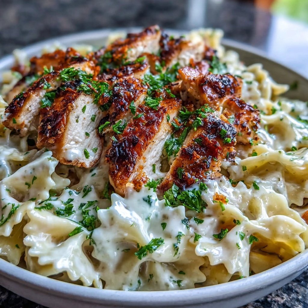 Bow Tie Pasta With Chicken Alfredo