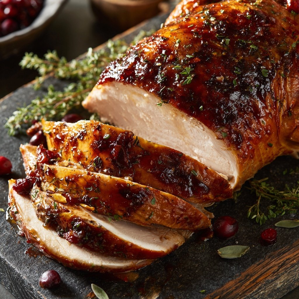 Roasted Turkey with Cranberry Glaze