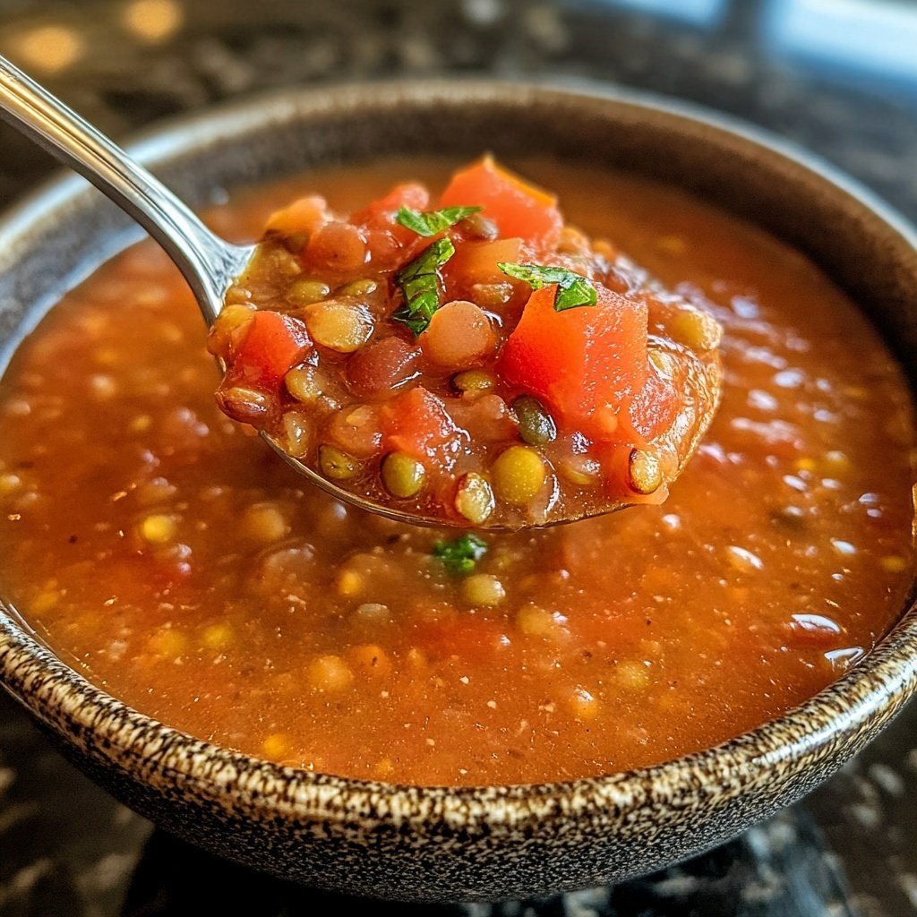 Healthy Crockpot Tomato Lentil Soup