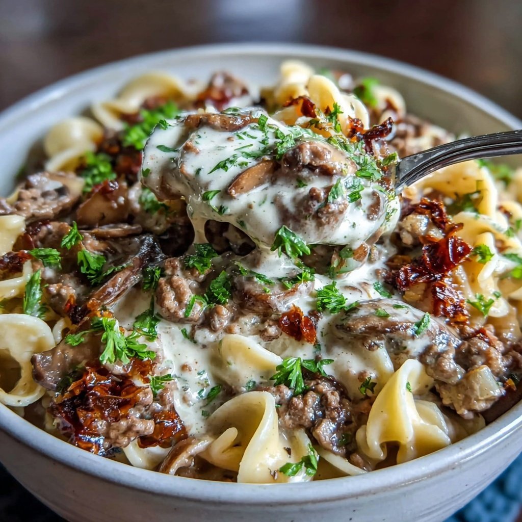 Ground Beef And Mushroom Stroganoff